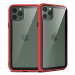 Wholesale iPhone 11 Pro (5.8in) Clear Slim Matte Hybrid Bumper Case (Red Black)